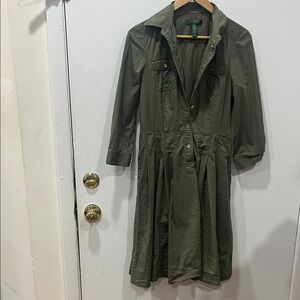 Lauren Ralph Lauren Olive Green Trench Shirt Dress